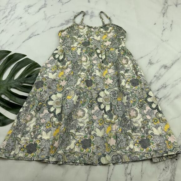 Liberty of London Target Girls Sundress Size XL Green Yellow Floral Pockets - Picture 2 of 12